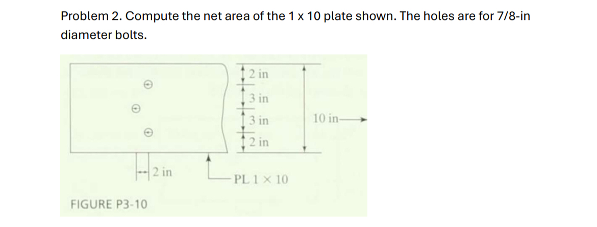 Problem 2 . Compute the net area of the 1 1 0