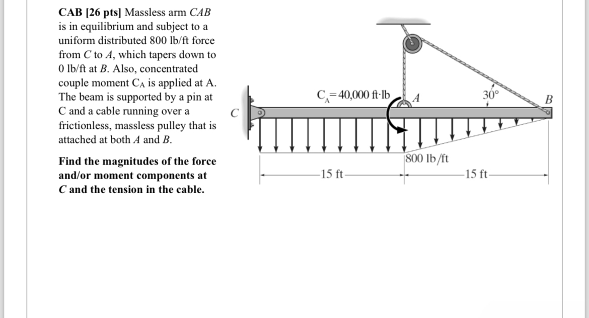 CAB [ 2 6 pts ] Massless arm CAB is in