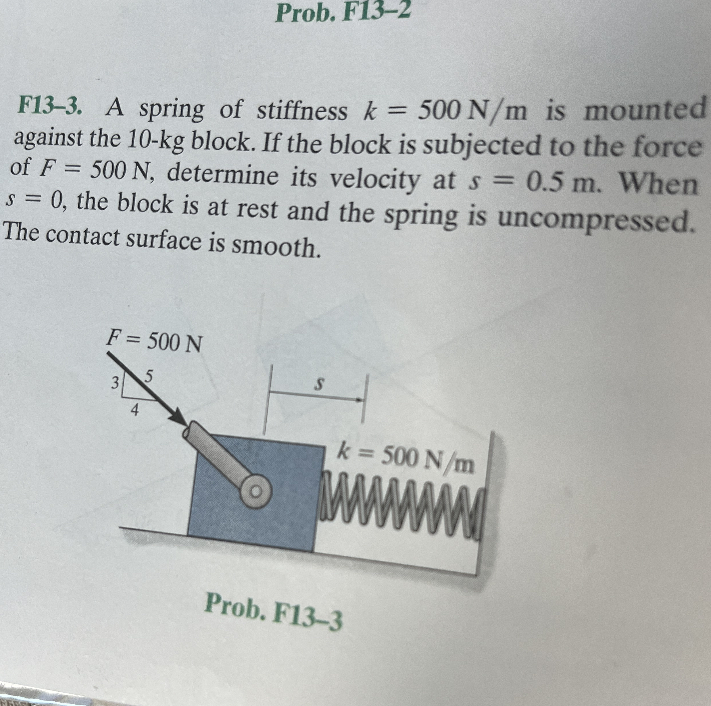 Prob. F 1 3 - 2 F 1 3 - 3 . A spring of stiffness
