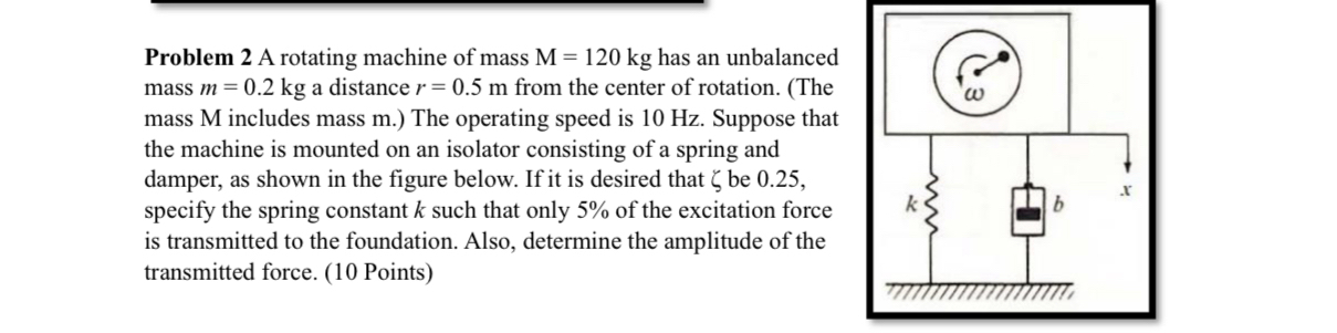 Problem 2 A rotating machine of mass M = 1 2 0 k