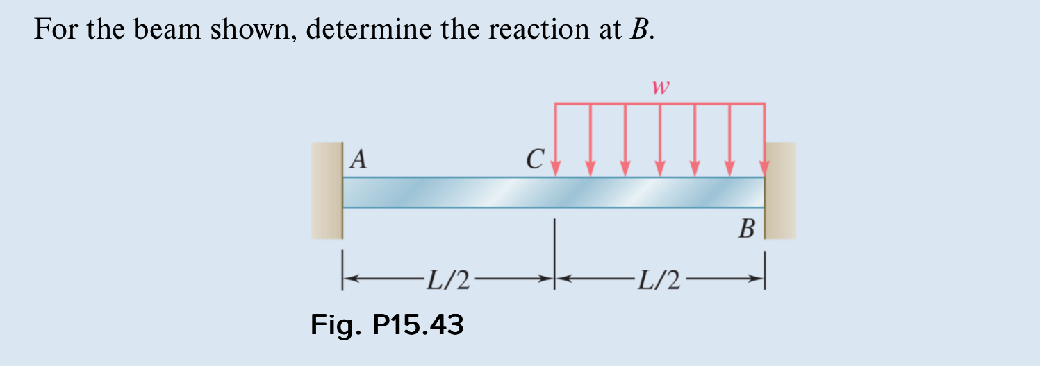 For the beam shown, determine the reaction at B .