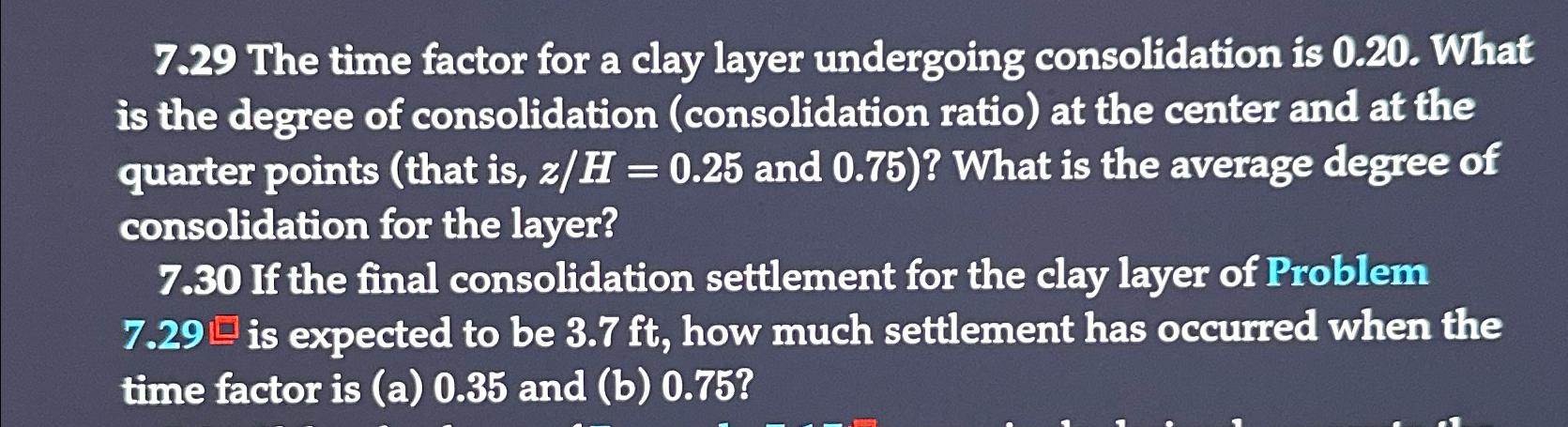 7 . 2 9 The time factor for a clay layer