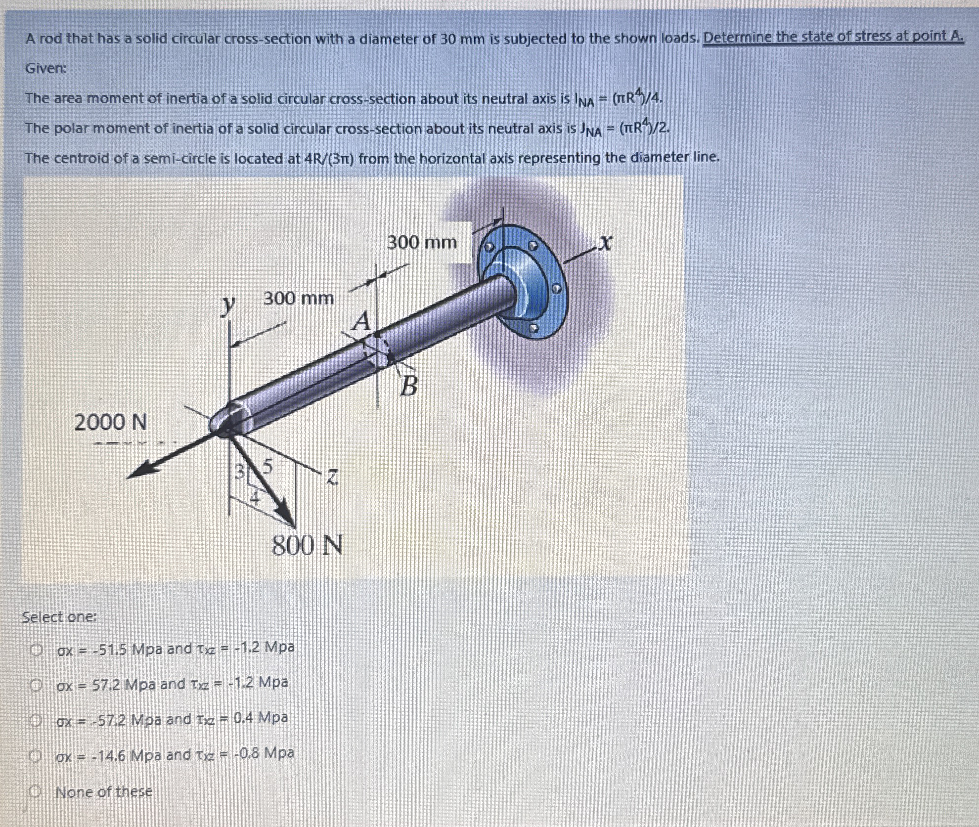 A rod that has a solid circular cross - section