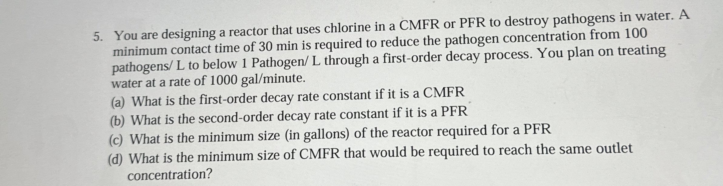 You are designing a reactor that uses chlorine in