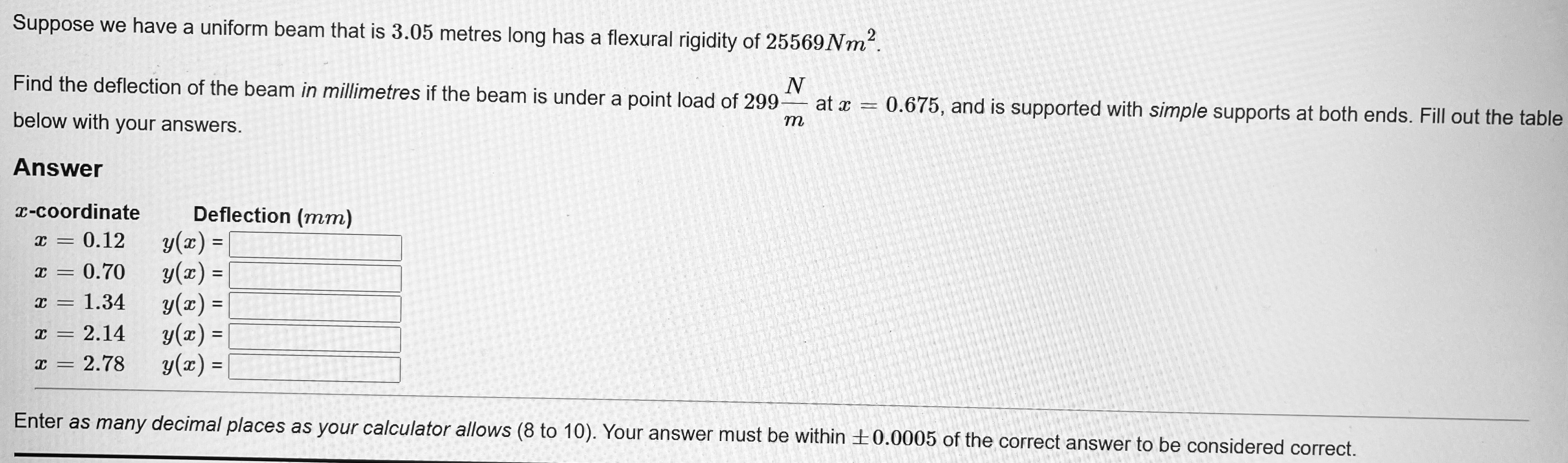 Suppose we have a uniform beam that is 3 . 0 5