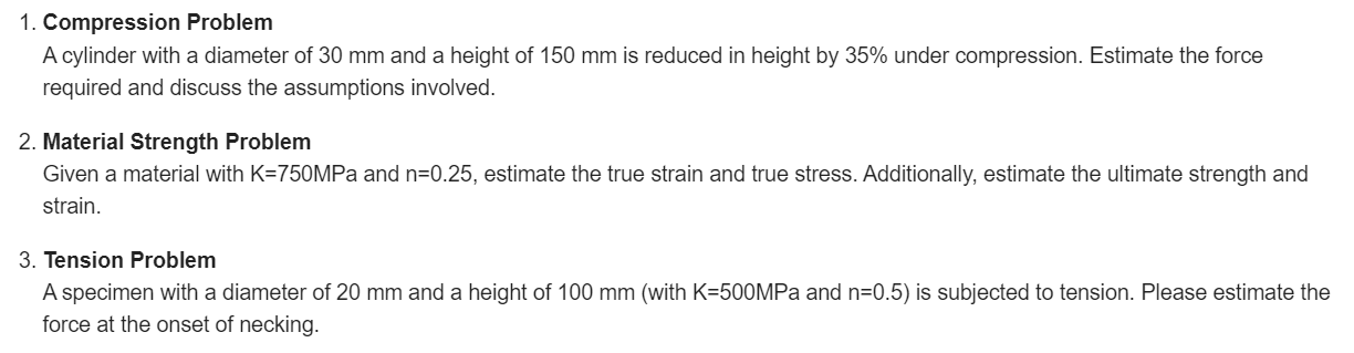 Compression Problem A cylinder with a diameter of