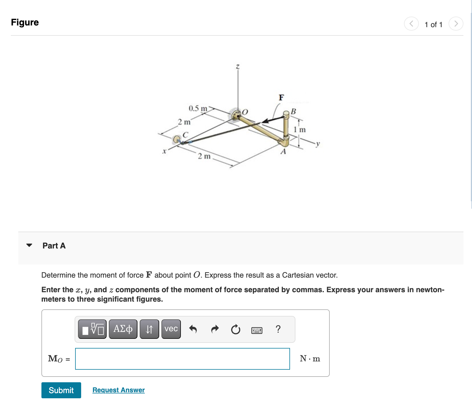 Figure Part A Determine the moment of force \ ( \