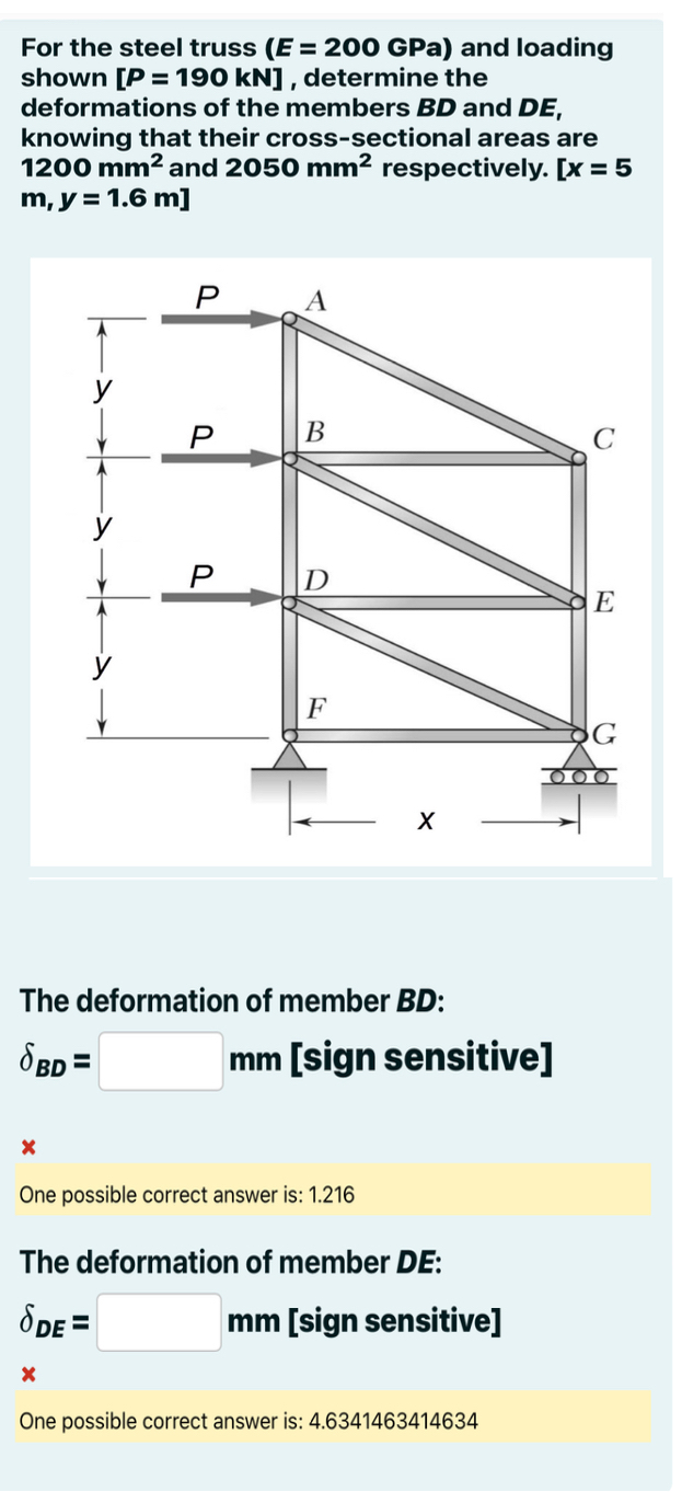 For the steel truss ( E = 2 0 0 GPa ) and loading