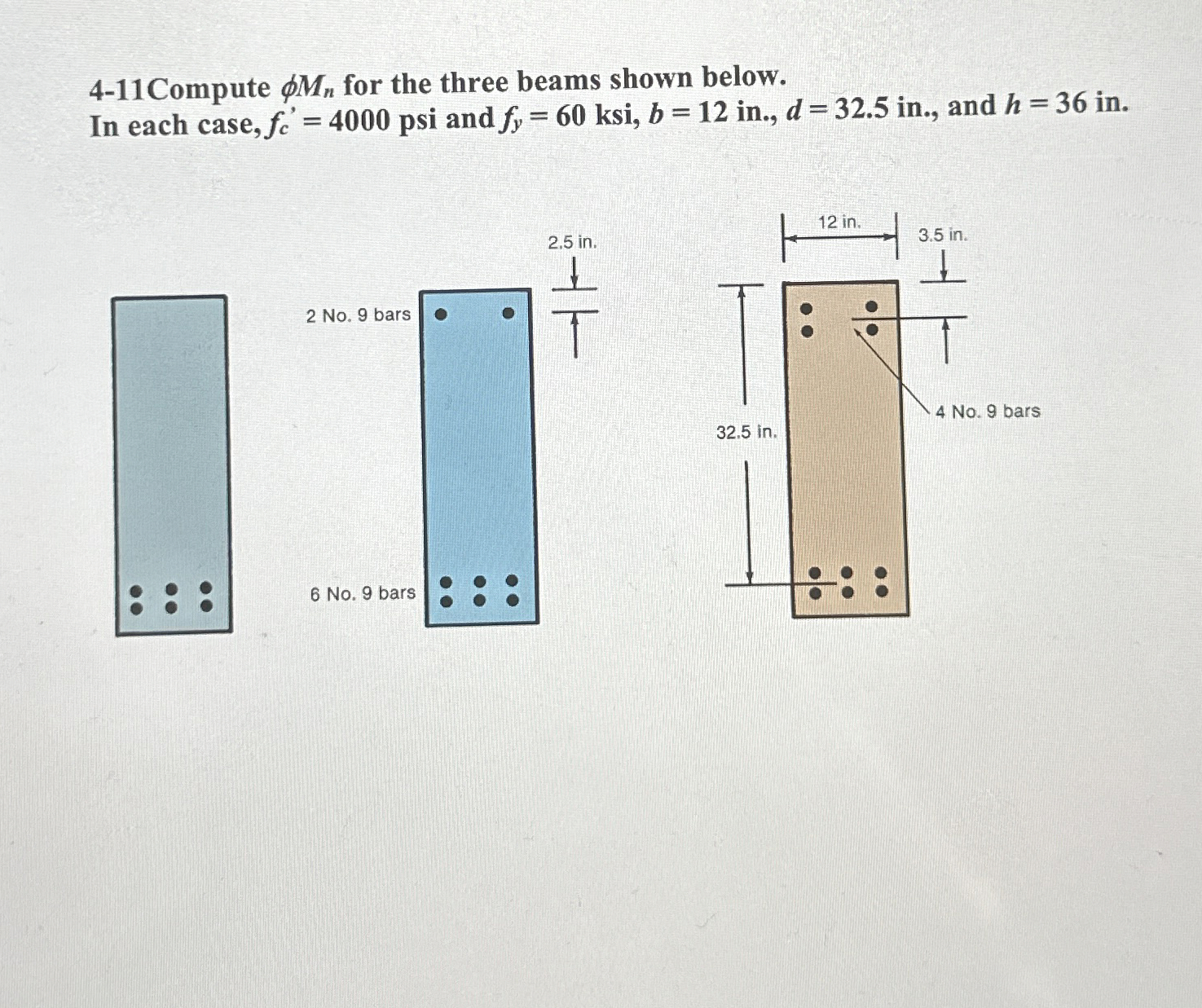 4 - 1 1 Compute M n for the three beams shown