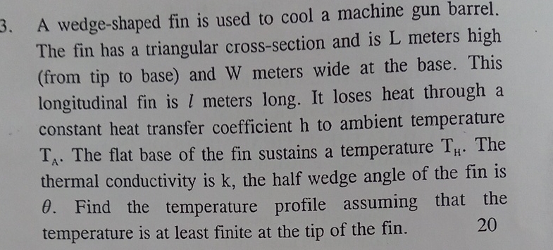 A wedge - shaped fin is used to cool a machine