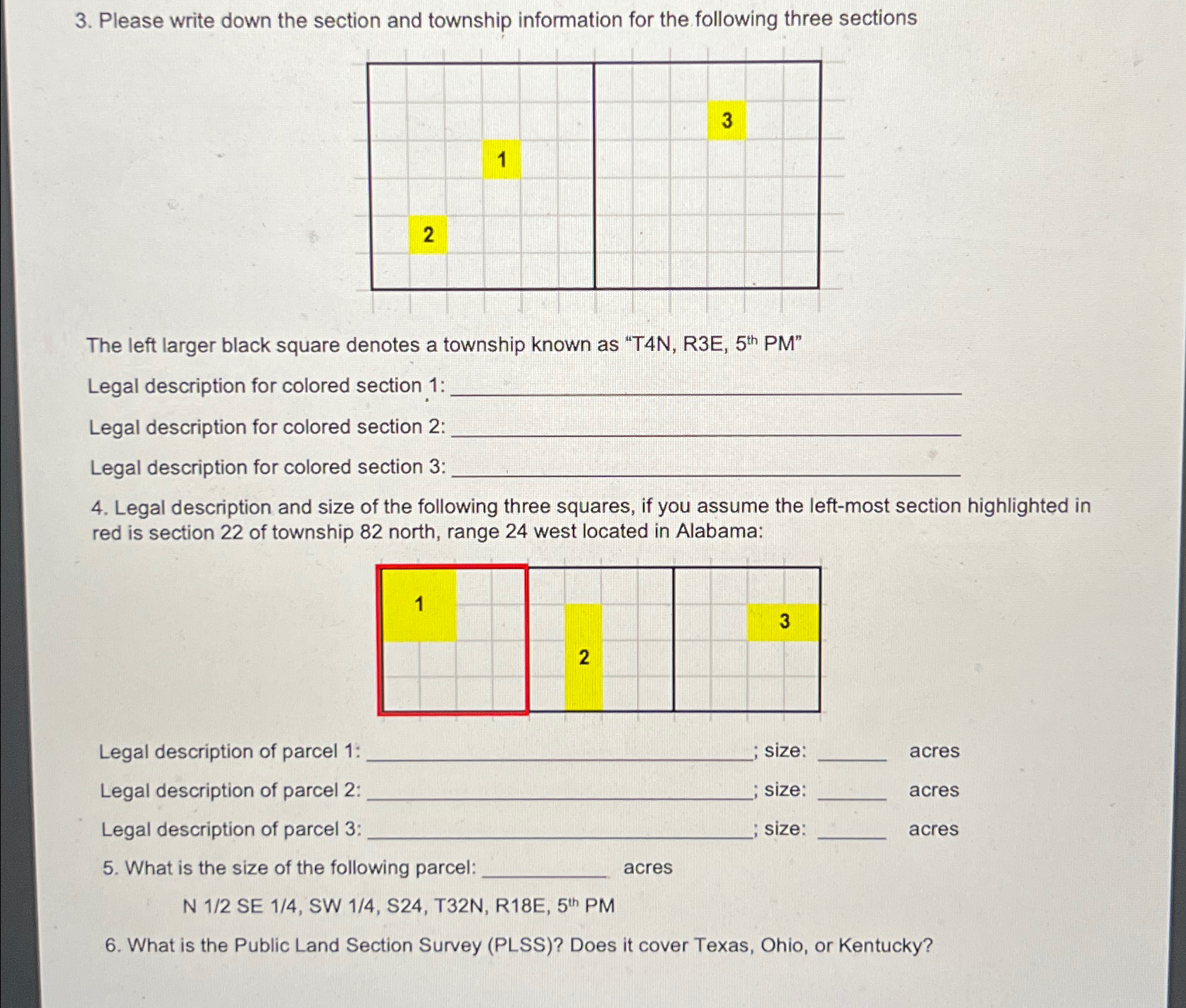 Please write down the section and township