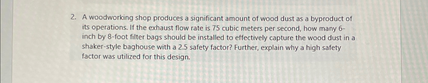 A woodworking shop produces a significant amount