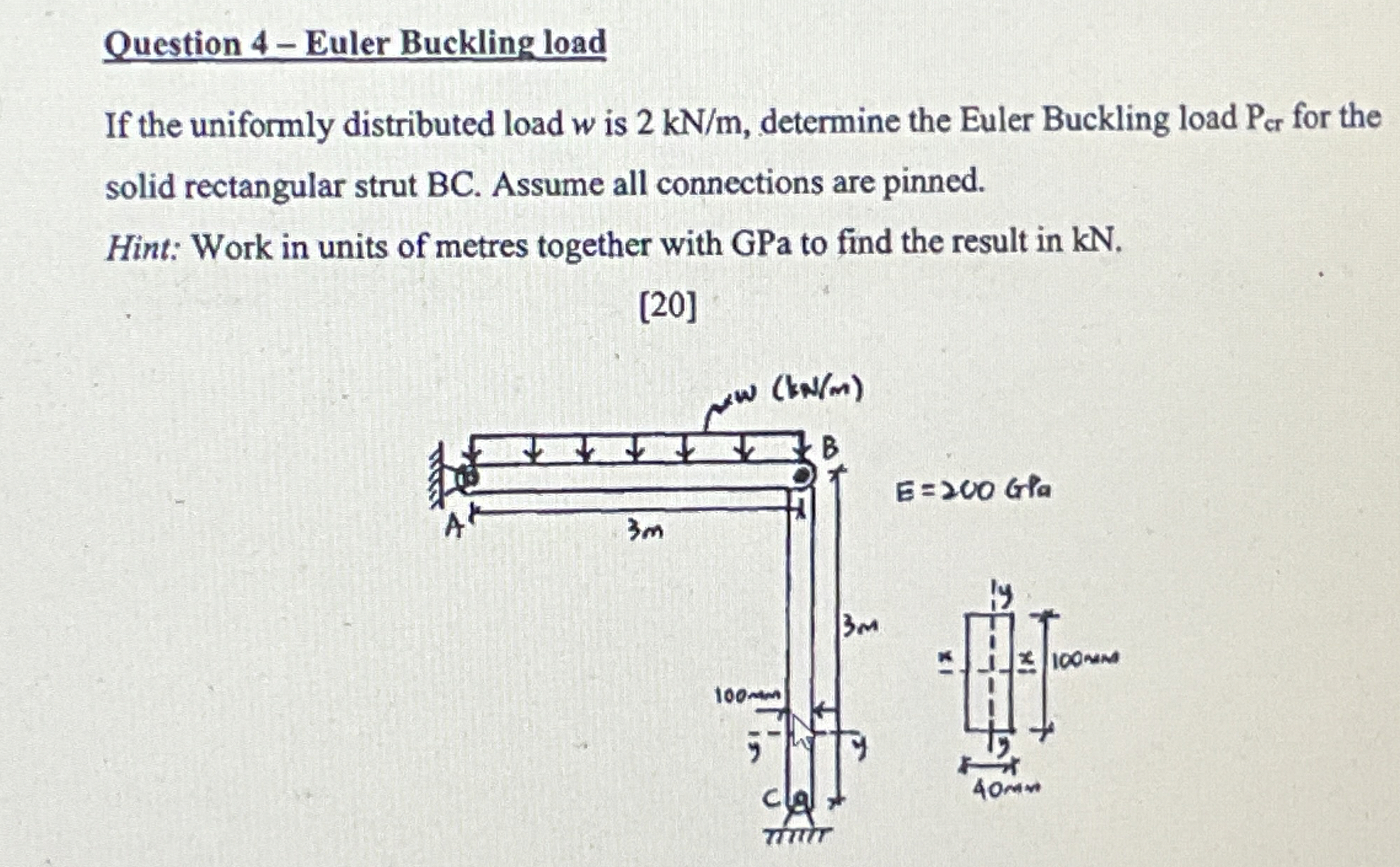 Question 4 - Euler Buckling load If the uniformly