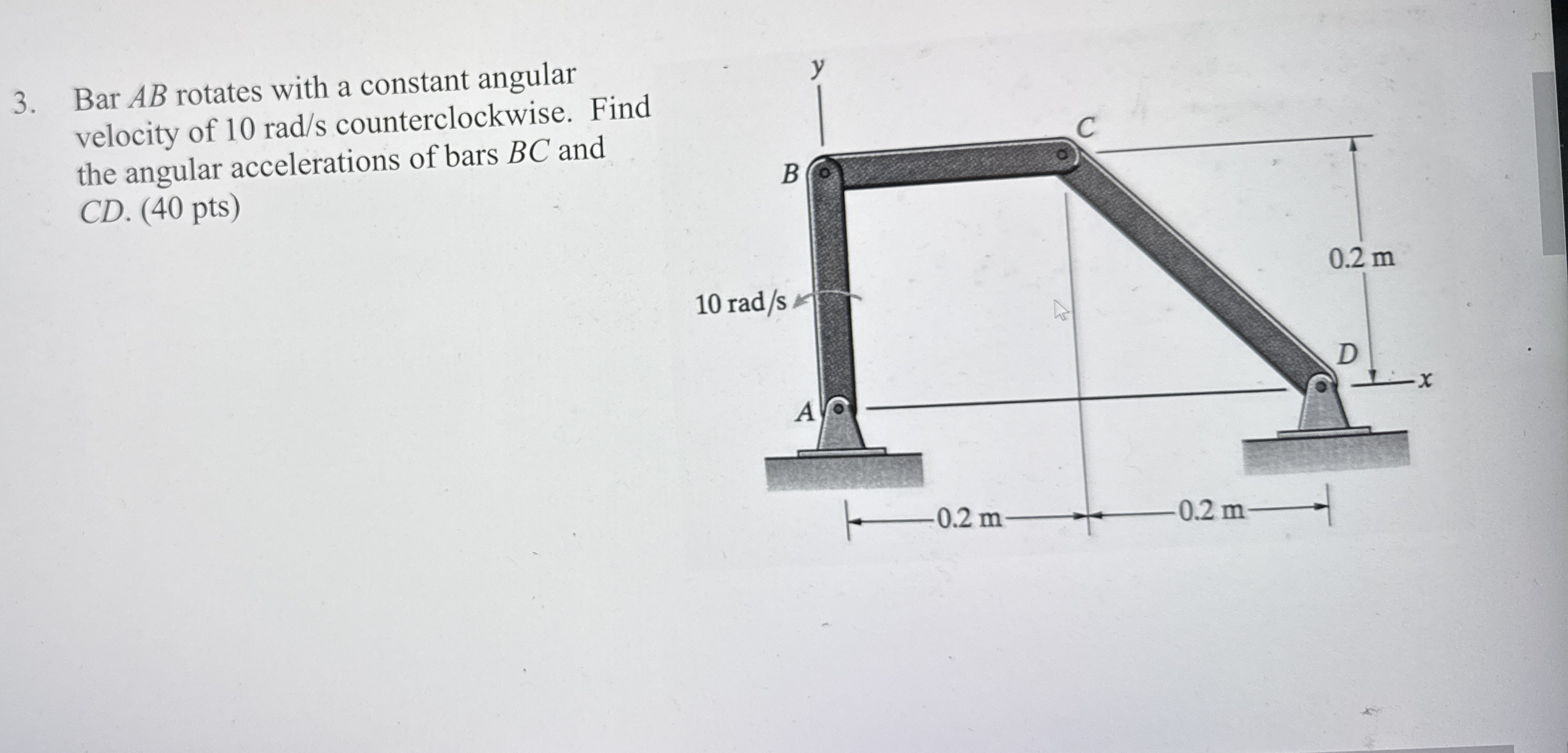 Bar A B rotates with a constant angular velocity