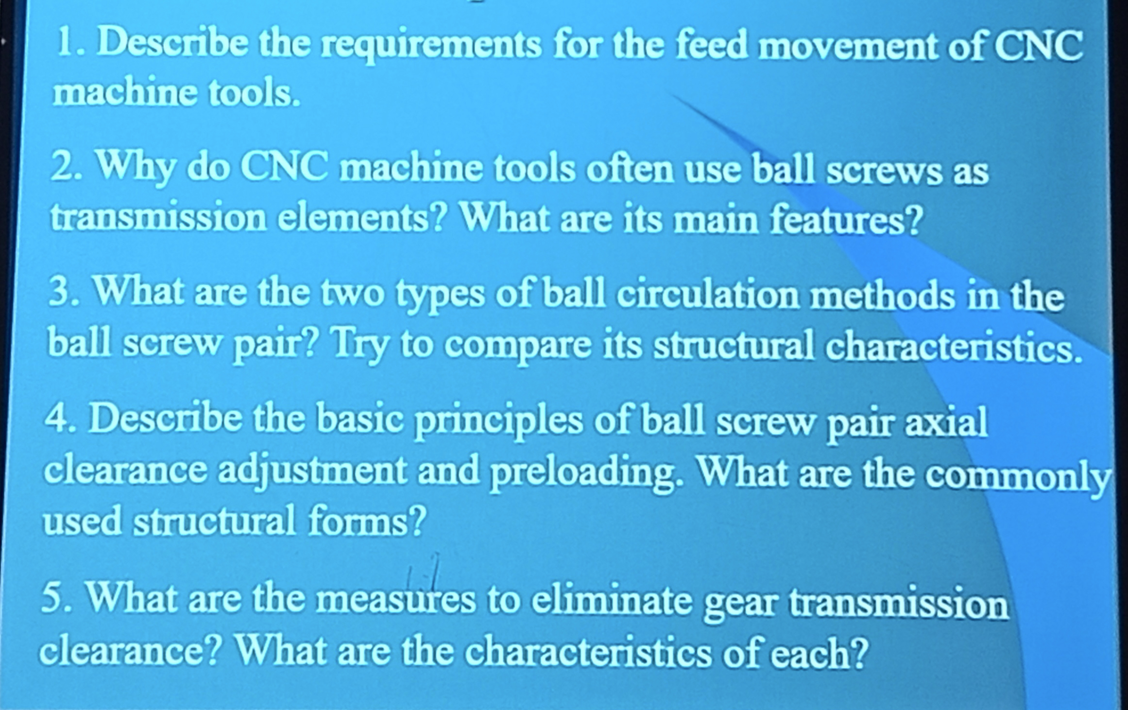 1 . Describe the requirements for the feed