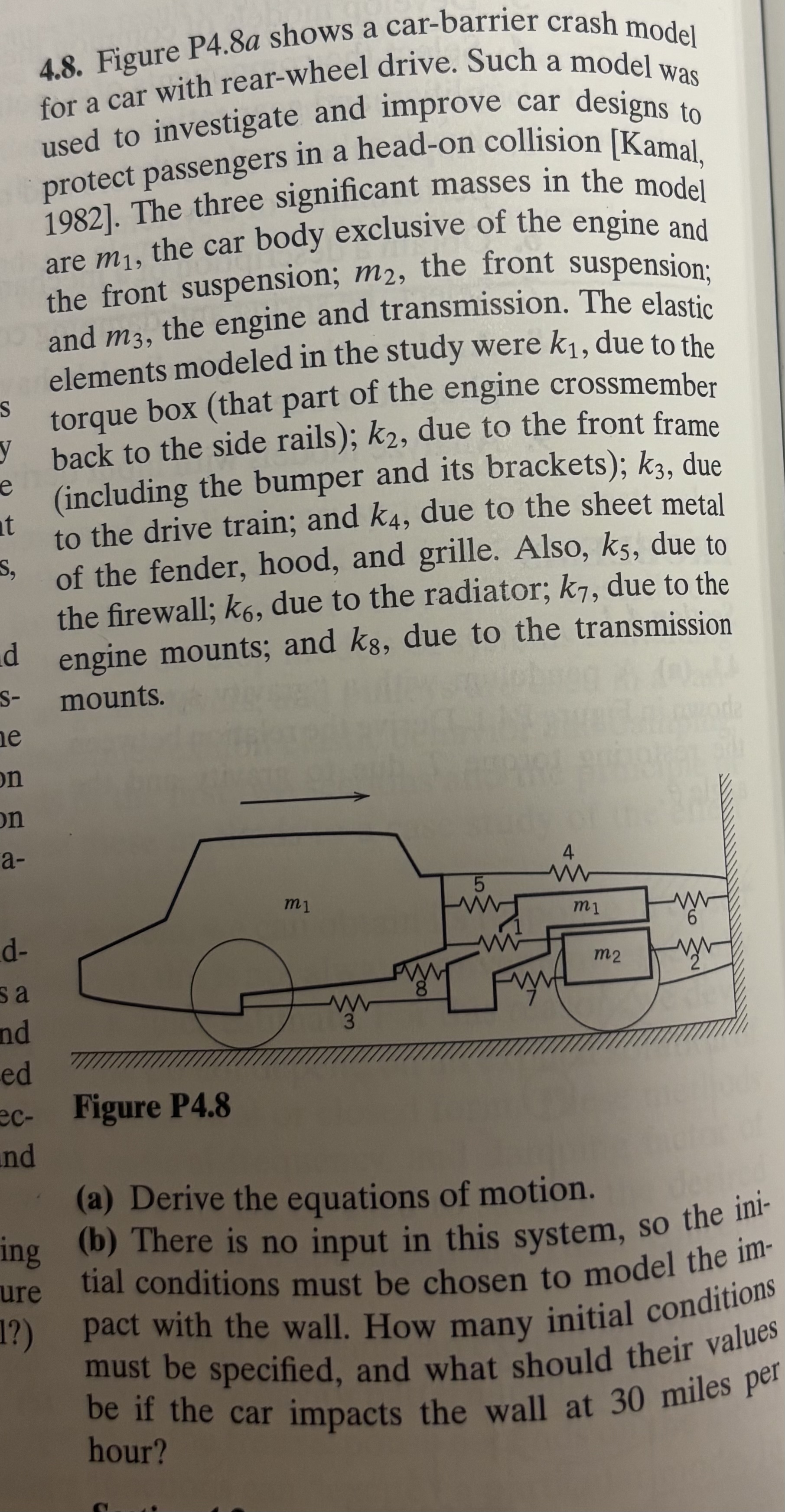4 . 8 . Figure P 4 . 8 a shows a car - barrier