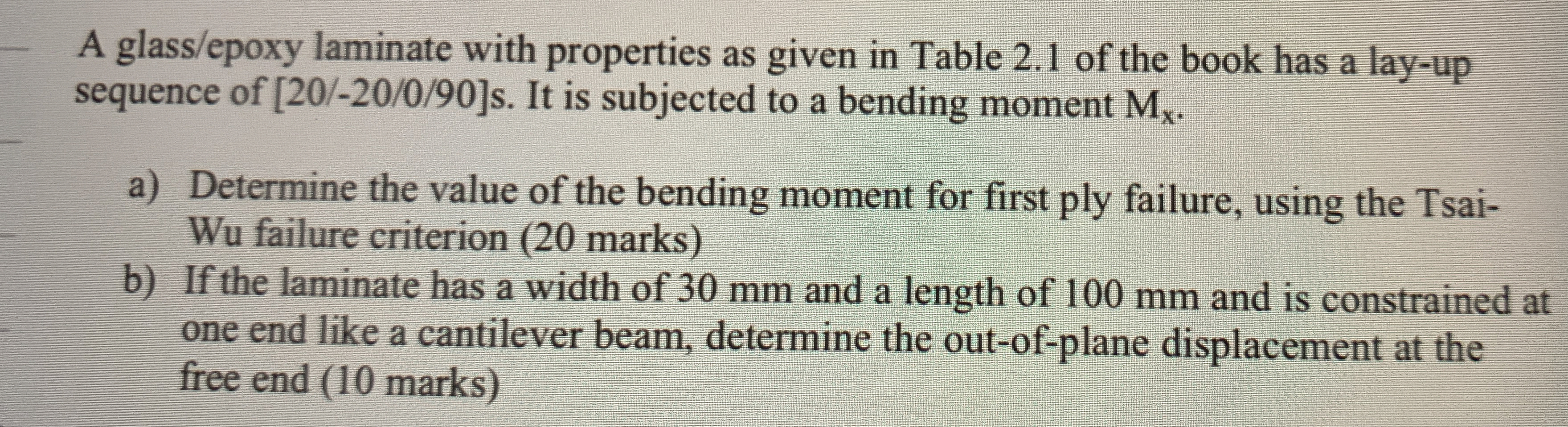 A glass / epoxy laminate with properties as given