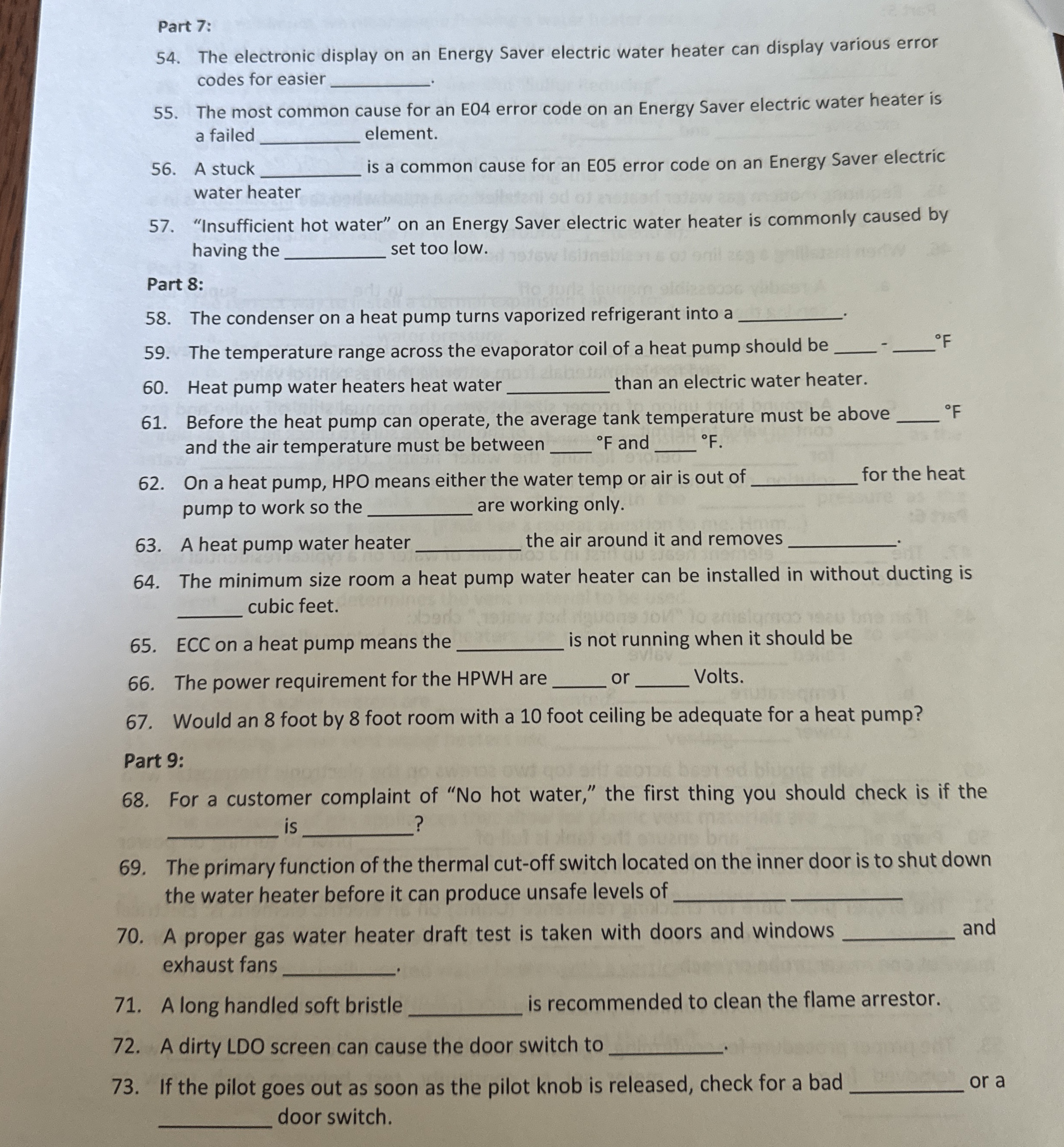 Part 7 : 5 4 . The electronic display on an