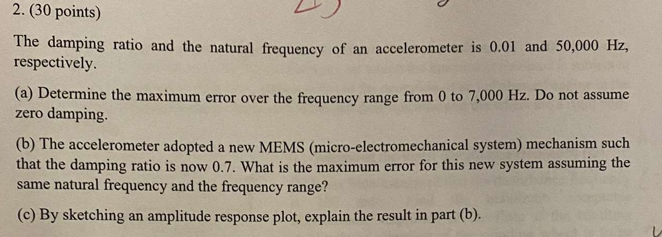 ( 3 0 points ) The damping ratio and the natural