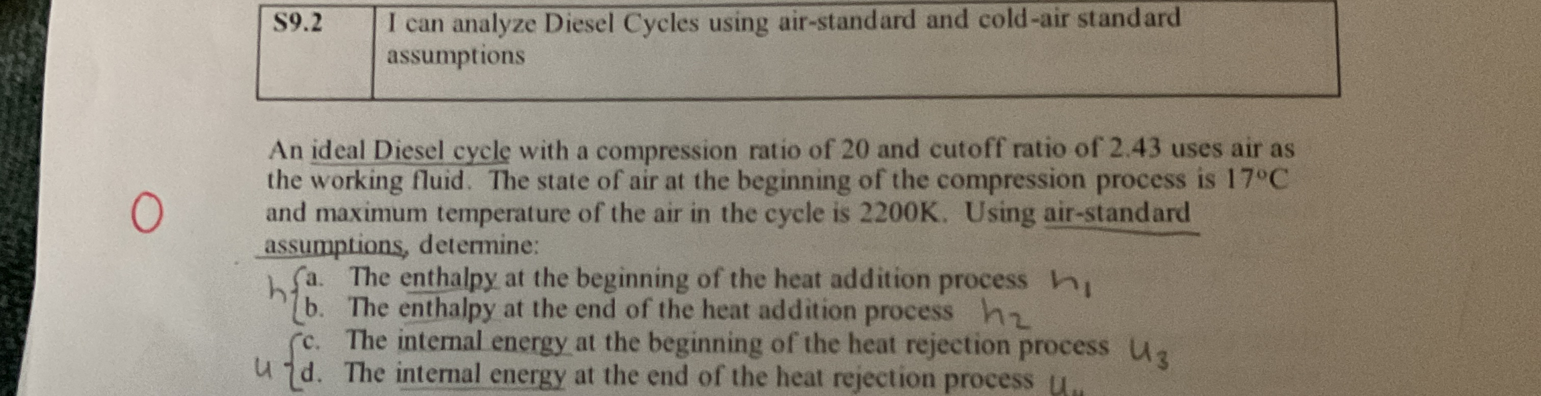 An ideal Diesel cycle with a compression ratio of
