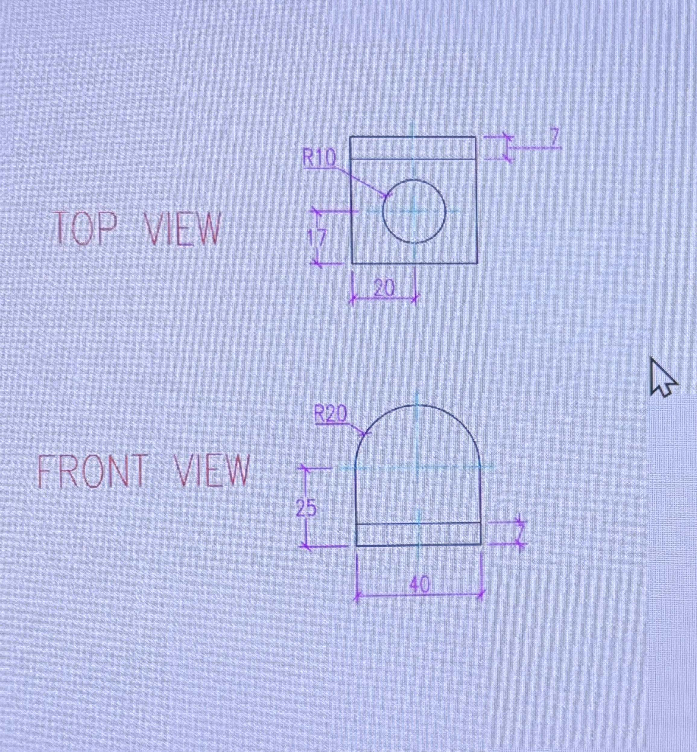 TOP VIEW FRONT VIEW Instructions are to create