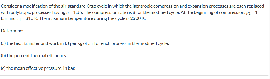 Consider a modification of the air - standard
