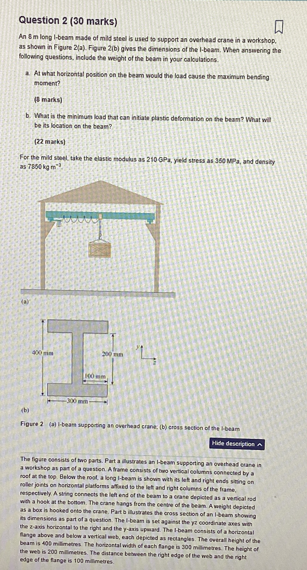 Question 2 ( 3 0 marks ) An 8 m long l - beam