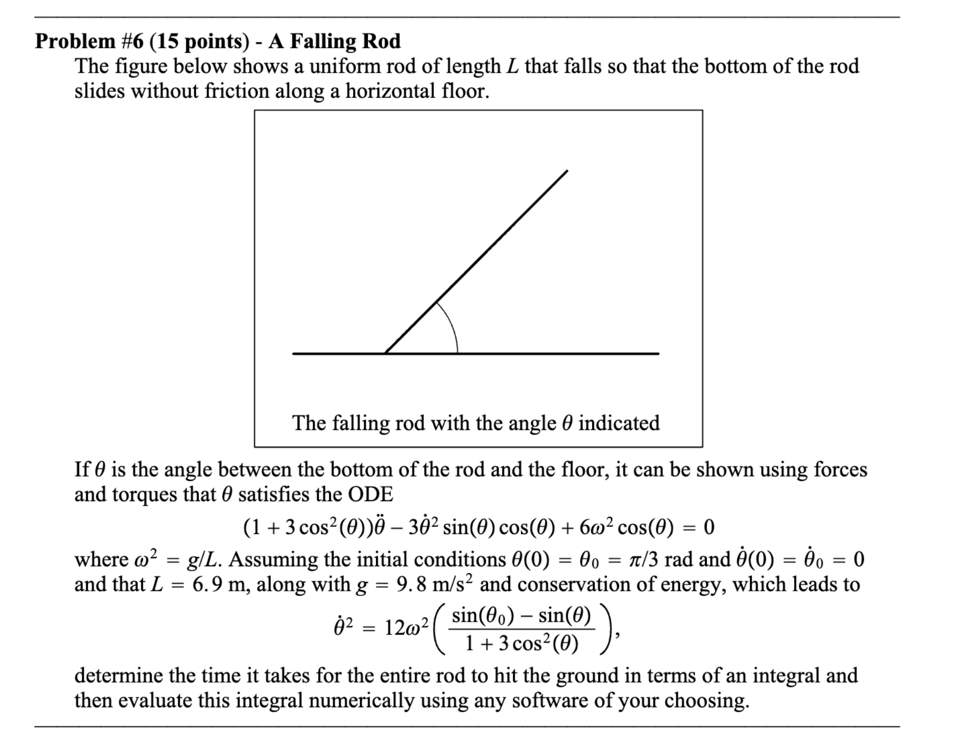 Problem # 6 ( 1 5 points ) - A Falling Rod The