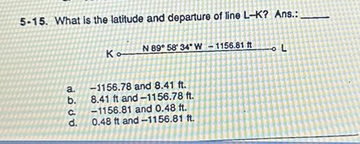 5 - 1 5 . What is the latitude and departure of