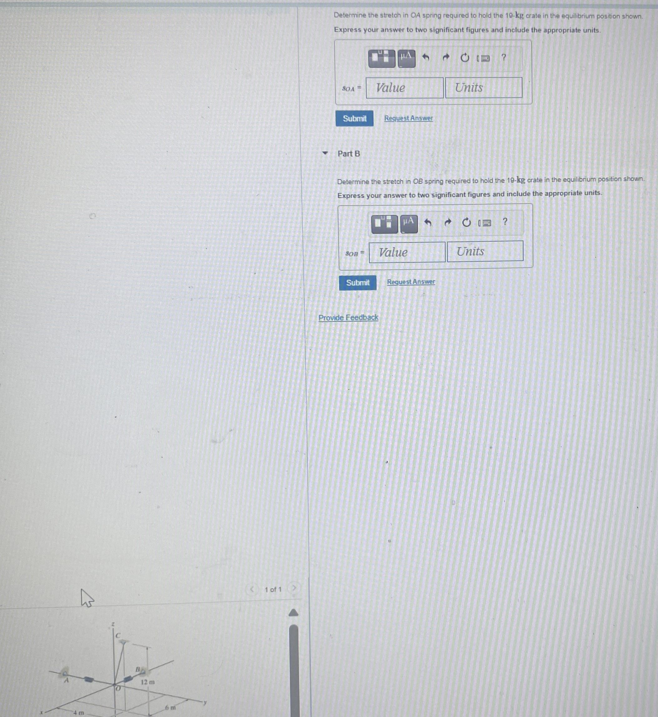 Determine the stretoh in OA spring required to
