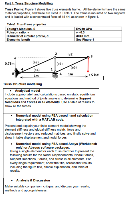 Part 1 : Truss Structure Modelling Truss Frame: