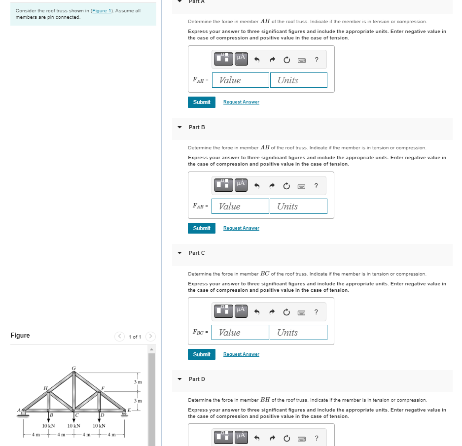. A ) Determine the force in member AH of the
