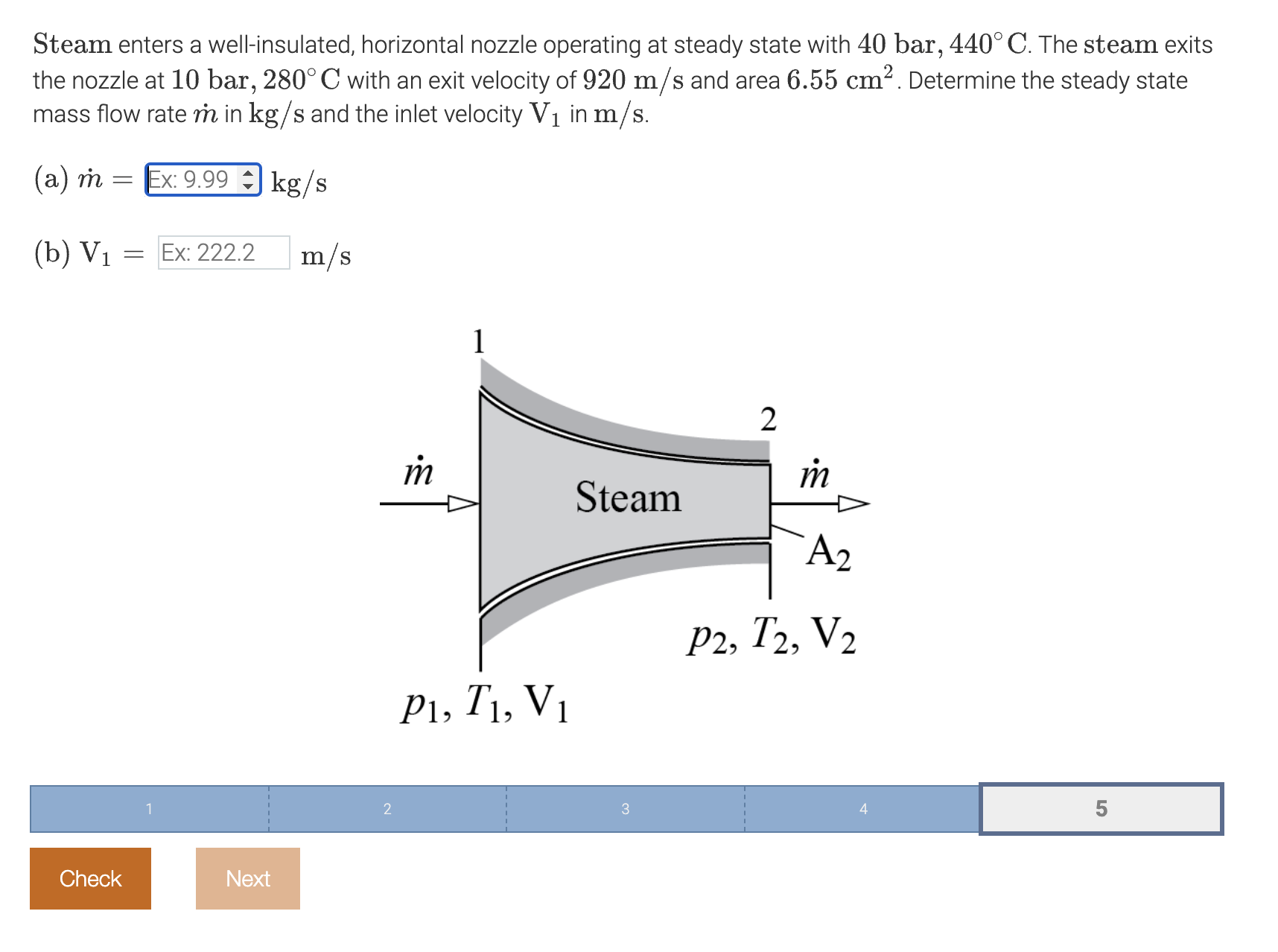 Steam enters a well - insulated, horizontal