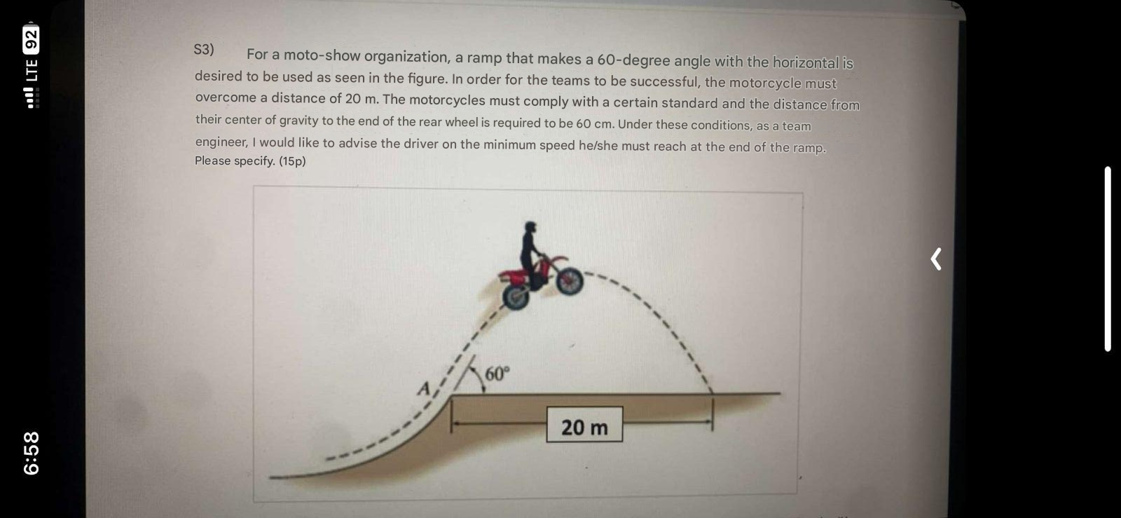 S 3 ) For a moto - show organization, a ramp that