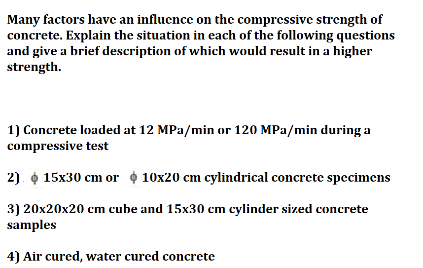 Many factors have an influence on the compressive