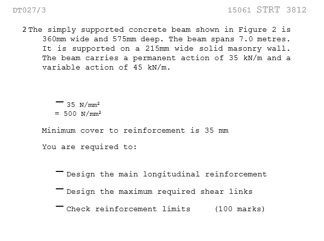2 The simply supported concrete beam shown in