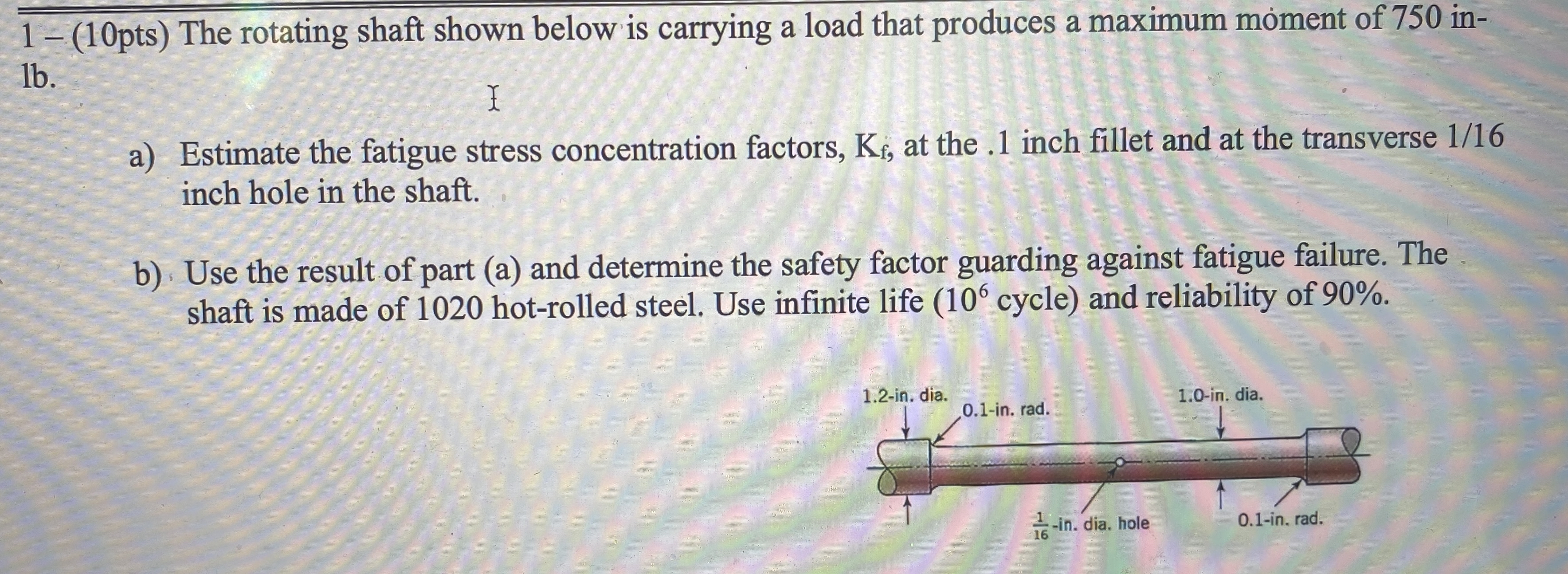pts ) The rotating shaft shown below is carrying