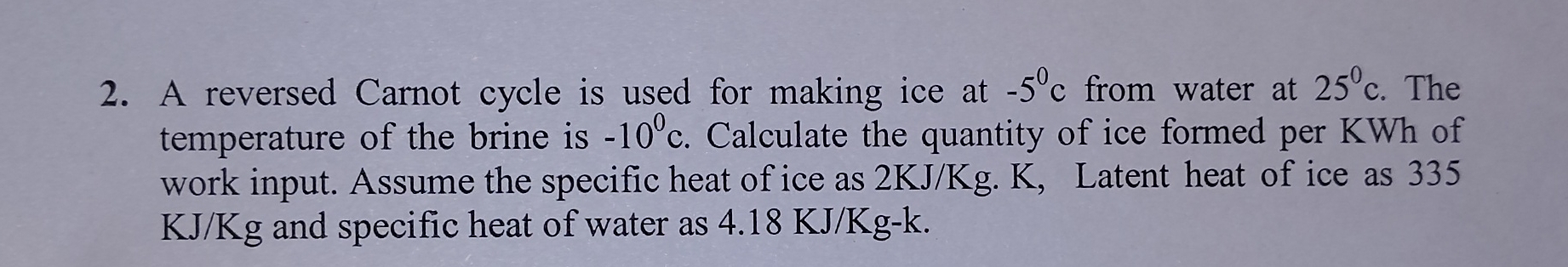 A reversed Carnot cycle is used for making ice at
