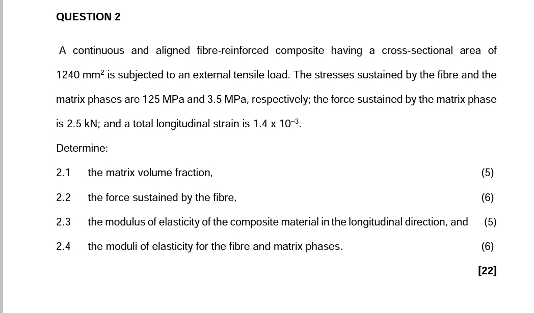 QUESTION 2 A continuous and aligned fibre -