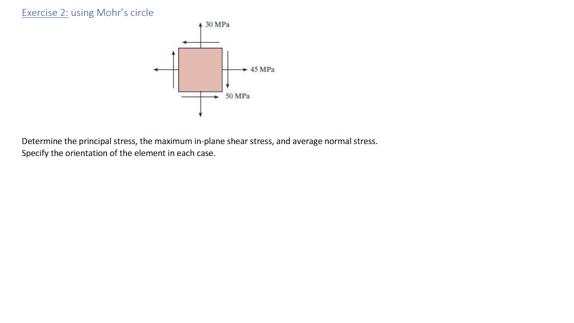 Exercise 2 : using Mohr's circle Determine the