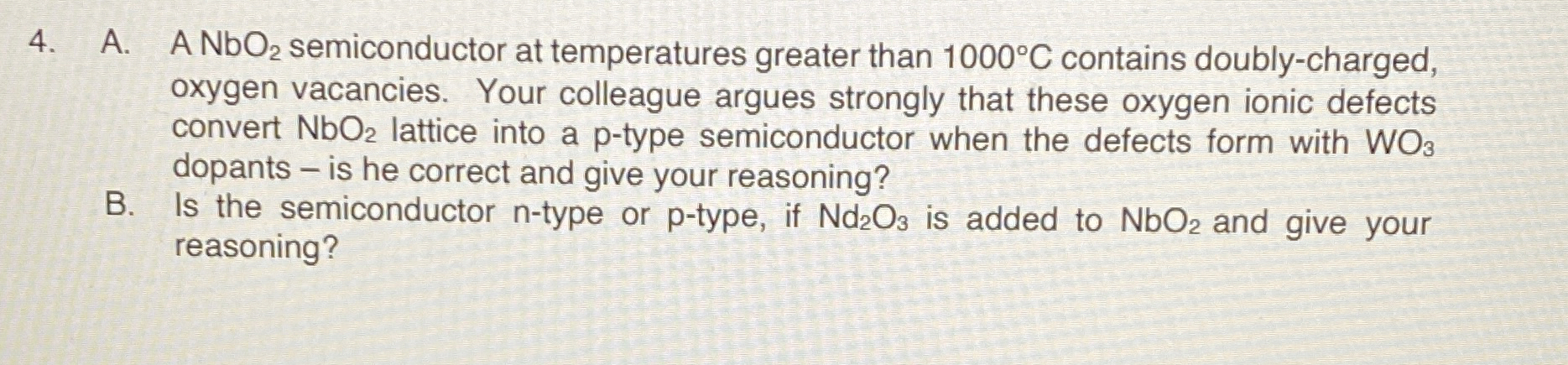 A . A N b O 2 semiconductor at temperatures