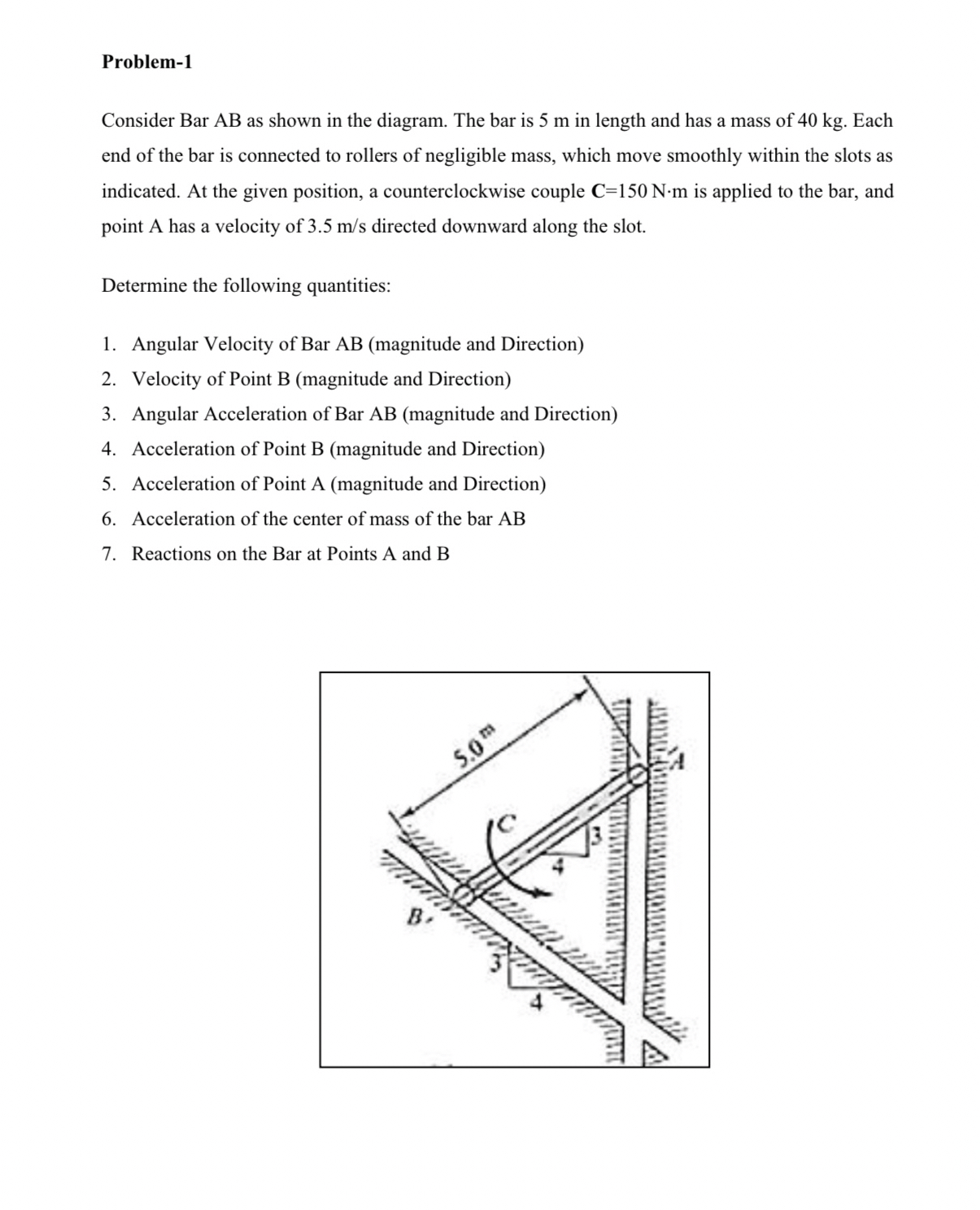 Problem - 1 Consider Bar AB as shown in the