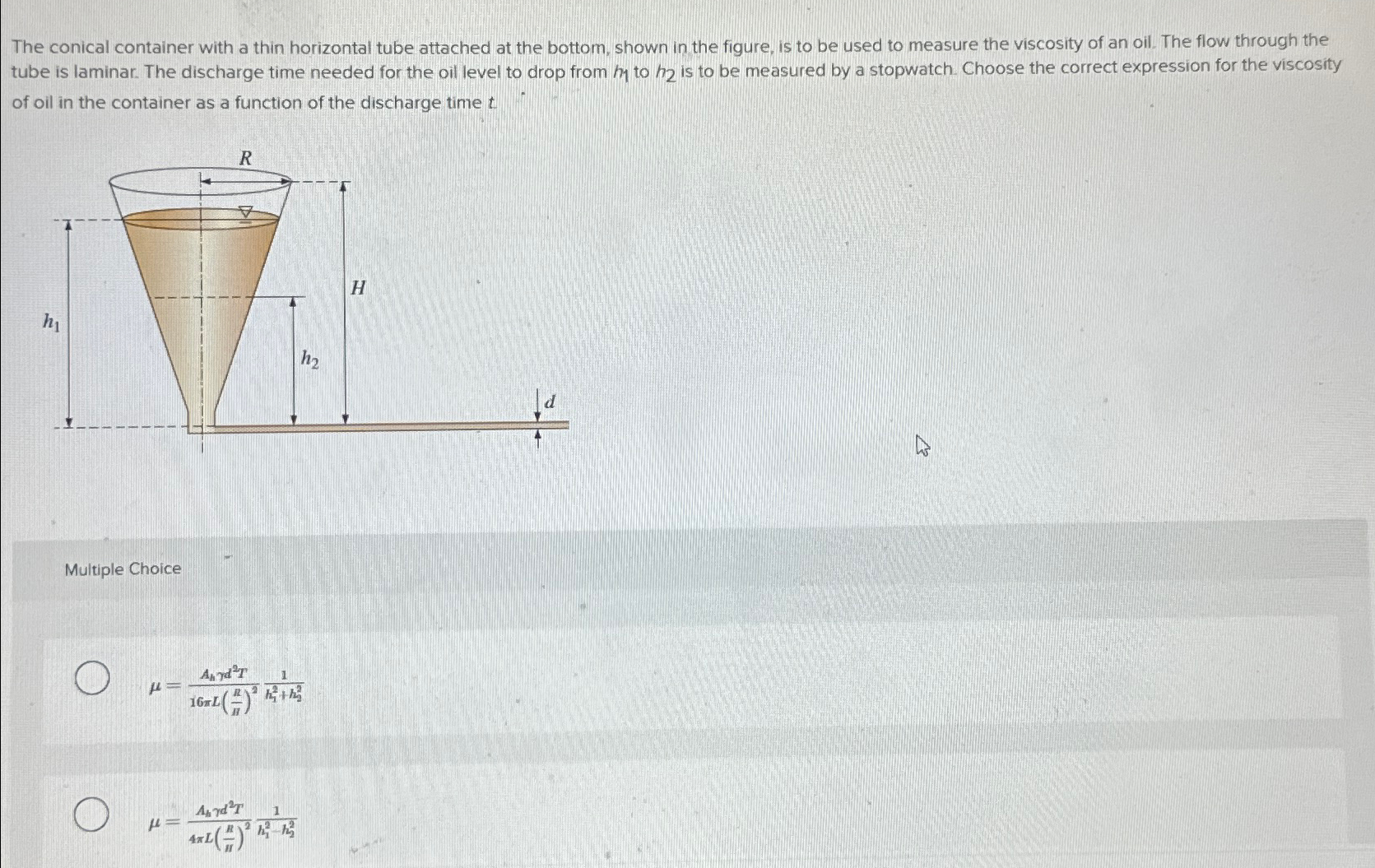 The conical container with a thin horizontal tube