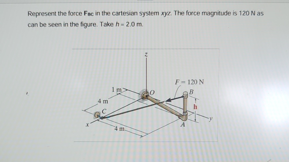 Represent the force F B C in the cartesian system
