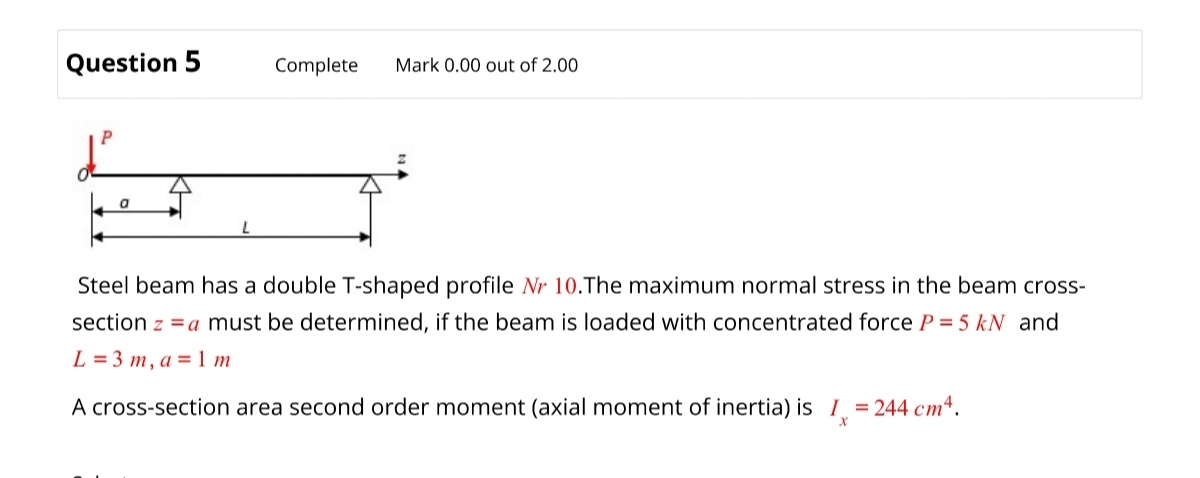 Question 5 Complete Mark 0 . 0 0 out of 2 . 0 0
