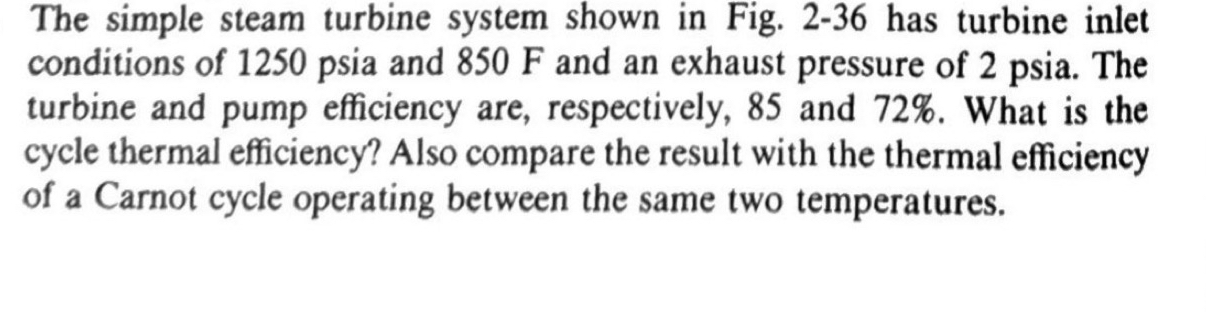 The simple steam turbine system shown in Fig. 2 -