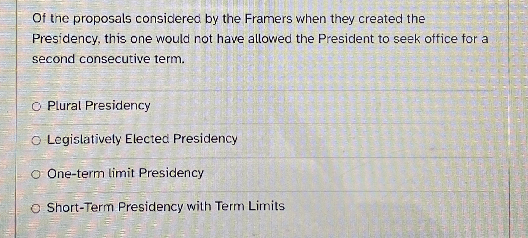 Of the proposals considered by the Framers when