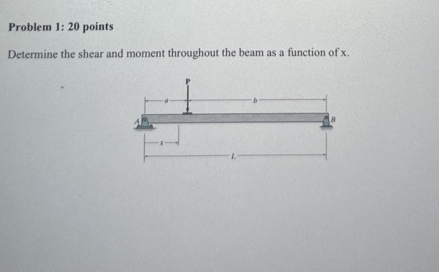 Problem 1 : 2 0 points Determine the shear and