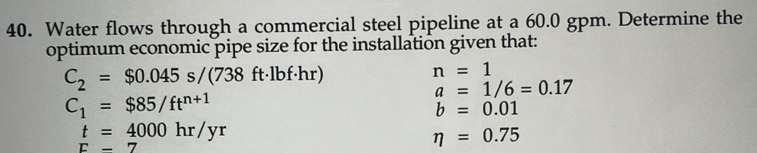 Water flows through a commercial steel pipeline