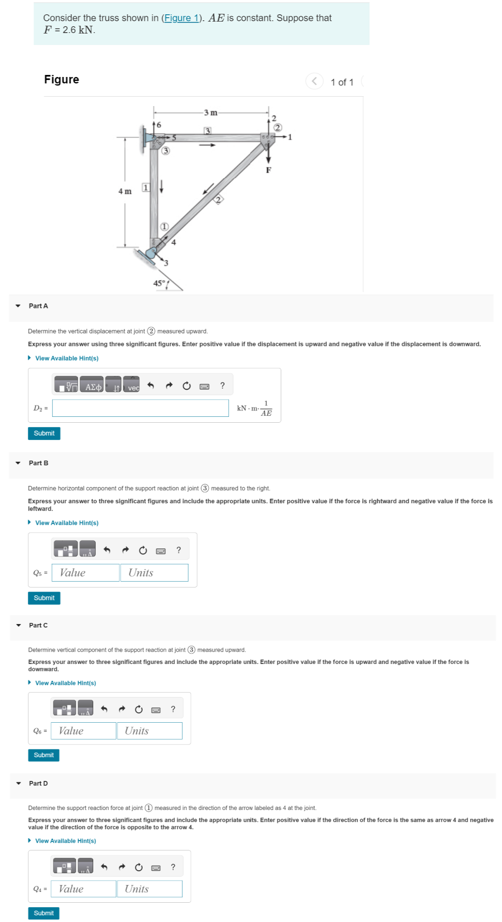 Consider the truss shown in ( Figure 1 ) . A E is
